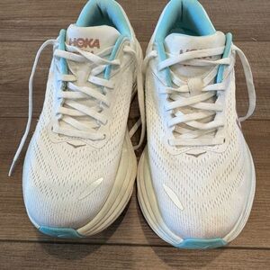Hoka One One Women's White and Blue Bondi 8